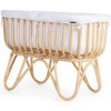 Childhome Kolíska ratanová 90x70cm + matrac + poťah Jersey Off White