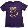 Nirvana tričko Yellow Smiley Fialová XL