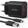 Choetech rýchlonabíjačka Quick Charge 3.0 18W 3A + USB kábel - USB typ C 1m čierny (Q5003)