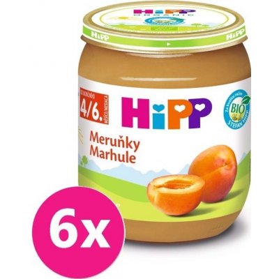 6x HiPP BIO Marhuľa (125 g) - ovocný príkrm