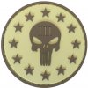 WARAGOD Nášivka 3D Round Shape of Three Percenter Punisher coyote 6cm
