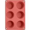 MagicHome Forma MagicHome, na pečenie, na 6 muffinov, silikón, červená, 23,7x16x3 cm