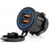AMiO - Vodotesná nabíjačka s MODRÝM LED podsvietením 2xUSB QC3.0 12/24V 04218