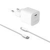 FIXED PD Rapid Charge Mini s USB-C výstupom a USB-C/USB-C káblom podpora PD 30 W biela FIXC30M-CC-WH