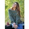 Fashionweek Oversize elegantný sveter s carmen výstrihom pre chladné dni JK19 / LILI Farba: Khaki, Veľkosť: Universal