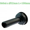 Adaptér na IBC nádrž, závit S60x6 s hrdlom S60x6 x priemer 32 mm L=100 mm ECONOM