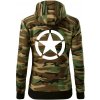 Army hvězda mikina dámska trendy zipper s kapucňou Hnedý maskáč