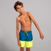 Olaian Chlapčenské šortkové plavky na surf 100 Stories s vreckami modro-žlté žltá 280@