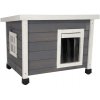 BRAVSON GROUP s.r.o. Drevená búda pre mačky KERBL RUSTICA 57 x 45 x 43 cm, šedá