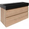 Kúpeľňová skrinka 2 zásuvky s umývadlom Naturel Savona 98x53x44,8 cm dub Halifax mat SAVONA2100DHSATC
