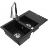 MEXEN/S MEXEN/S - Gaspar granitový drez 1.5 s odkvapkávačom vrátane batérie Elia, čierna 6507-77-670101-00