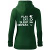 Stolný tenis - eat sleep - Mikina dámska trendy zipper s kapucňou - 2XL ( Fľaškovozelená )