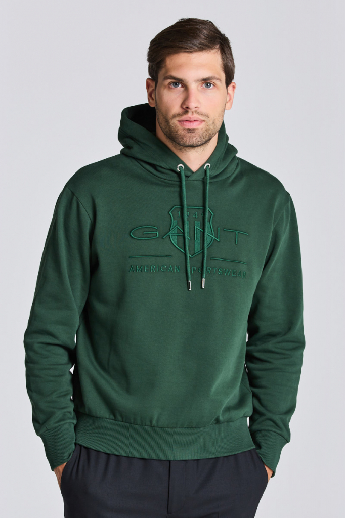 Gant TONAL ARCHIVE SHIELD HOOD zelená