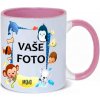 FOTOpošta hrnček s fotkou farebný rámik ZVIERATKÁ 1 RUŽOVÝ 350 ml