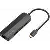 Replikátor portov Vention Type-C (USB-C) až 3x USB 2.0 / RJ45 / Micro-B HUB 0.15 Black ABS Type (TGOBB)