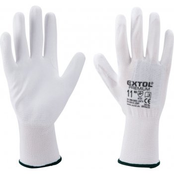Extol Premium rukavice z polyesteru polomáčené v PU, bílé 8856630