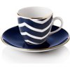 Turecký kávový set 4 šálkov s podšálkami, modrá vlna - Selamlique