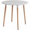 Tempo Kondela Jedálenský stôl, biela/buk, priemer 80 cm, ELCAN NEW