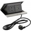 LEGRAND elektrická zásuvka PopUp, 1x 230V FR, 1x USB A+C, brúsený hliník