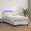 Box spring postel s matrací a LED bílá 100x200 cm umělá kůže Bílá 3134148