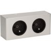 Nábytková zásuvka VIRONE FS-10, 2x2P+Z s káblom, strieborná, 230V AC,