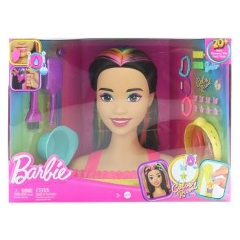 Barbie NEONOVO DÚHOVÁ ČESACIA HLAVA ČIERNOVLÁSKA