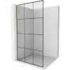 MEXEN/S - Kioto L Sprchová zástena WALK-IN 100 x 200, čierny vzor, zlato kartáčovaná 800-100-103-55-77