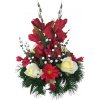 Smútočný aranžmán betonka exclusive umelá ruža, gladiola a doplnky Ø 27cm x 32cm