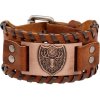 Vintage široký viking náramok Erb jelenia hlava Hnedý