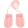 BE SNAZZY Pletené rukavičky so šnúrkou 9 - 12 mesiacov Ružové