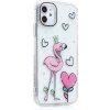 AppleMix Kryt pre Apple iPhone 11 - plastový / gumový - priehľadný - flamingo