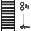 CERANO - Kúpeľňový radiátorový set Marco - ústredné vykurovanie - bočné jednobodové pripojenie - 816W - čierna matná - 1125x550 mm CER-663607