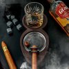Luxusný podnos na whisky a cigary – set s pohárom, popolníkom a kameňmi