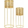 ZLATÝ KOVOVÝ KVETINÁČ S VZOROM SADA 2 KS Ø17X46 CM A Ø14X34 CM