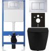 CERANO - Kompletný podomietkový WC set Cesso - čierna matná - WC tlačidlo Classic, chróm - predstenová inštalácia - 49x36 cm CER-8050BD107
