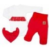 Baby Nellys 3-dielna sada Body dl. rukáv s tutu, šatka, polodupačky,červená,biela, veľ.62