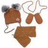 Detská sada zimná čiapka so šálom rukavičky D Teddy Bear hnedá