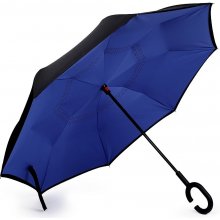 Obrátený dáždnik dvojvrstvový modrá safírová