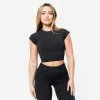 DOMYOS Dámsky fitness crop top čierny XS