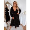 ZAZZA Čierne flitrované šaty s V výstrihom Veľkosť: L/XL