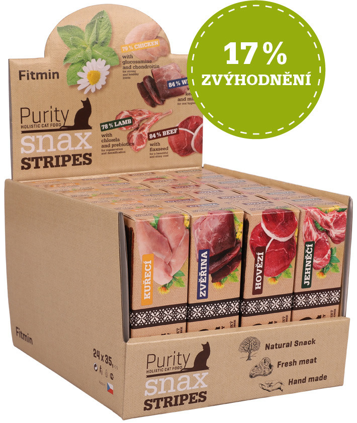 Fitmin Cat Purity Snax STRIPES box 4 příchutě 24 x 35 g