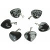 Obsidiánová vločka srdce prívesok prírodný kameň 15 mm, kameň spásy