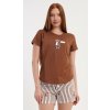 Vienetta Dámske pyžamo šortky Bear hnědá