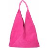 Kožená kabelka na rameno v úprave semiš 184 Fuchsia