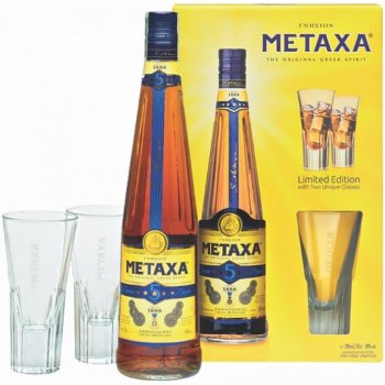 Metaxa 5* 38% 0,7 l (darčekové balenie 2 poháre)