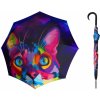 Doppler modern Art Kitten holový vystřelovací deštník fialový