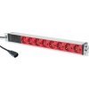 DIGITUS 1U Hliníkové PDU, do stojanu, 8x červený CEE 7/7 10A zástrčka, 250VAC 50/60 Hz, Přípoj C14