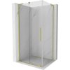 MEXEN/S - Velar L sprchovací kút, posuvné dvere 120 x 90, transparent, zlato kartáčovaná 871-120-090-03-55