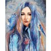 Zuty – Maľovanie Podľa Čísel – Žena S Modrými Vtáčikmi, 80 × 100 cm, Plátno + Rám 8596530075714