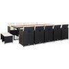 Zostava záhradného nábytku z dreva VidaXL, čierna, 15-dielna